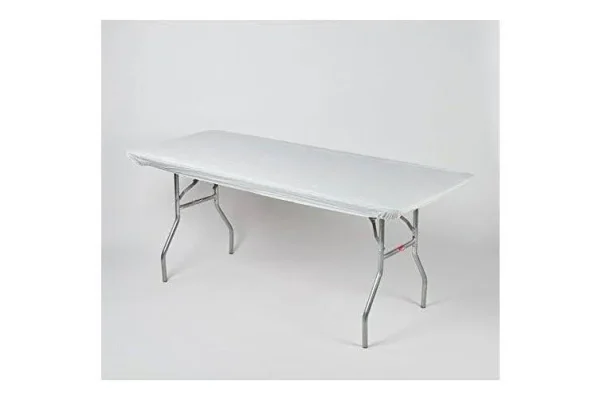 Kwik Covers 8' Rectangle Plastic Table Covers 30" x 96", Bundle of 5 (White)