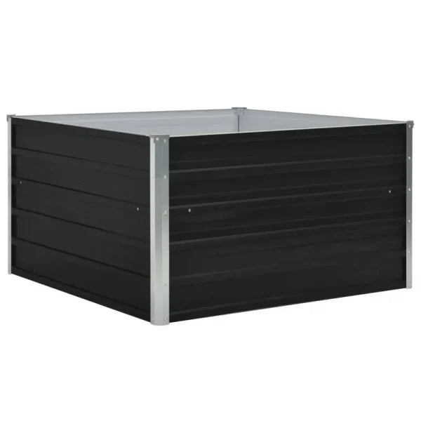 vidaXL Raised Garden Bed 39.4"x39.4"x17.7" Galvanized Steel Anthracite
