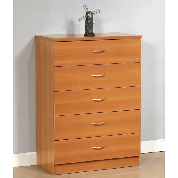 Xukmct 5 Drawer Dresser with Metal Handle, Perfect for Living Room, Bedroom, Brown