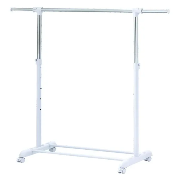 Adjustable Rolling Garment Rack Metal Chrome, White