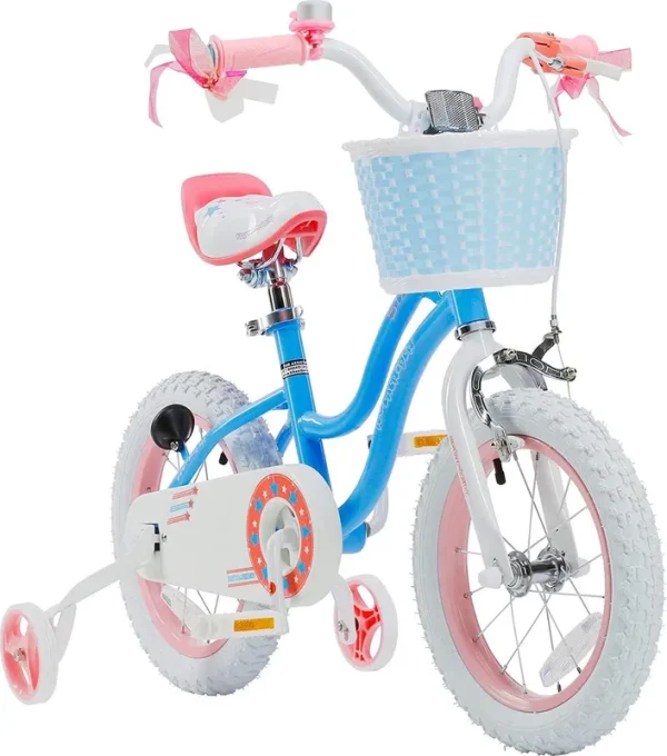 Royalbaby Girls Kids Bike Star Girl 12 in Bicycle Basket Training Wheels Blue Child - S Cycle