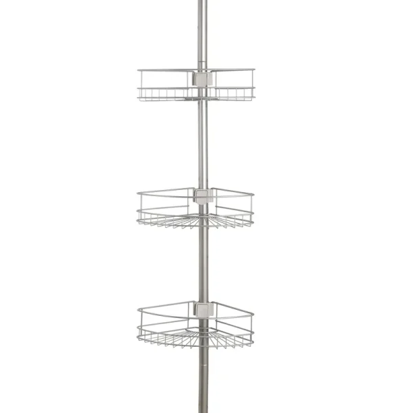 Mainstays Satin Nickel Steel Tension Pole Shower Caddy, Size: Fits Standard Tub and Shower Corners