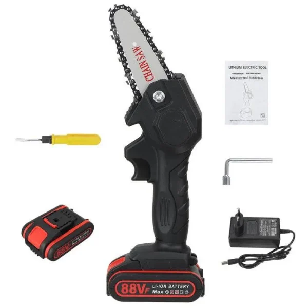 New Huing Mini Cordless Chainsaw Kit, Upgraded 4" One-Hand Handheld Electric Portable Chainsaw, 21V Rechargeable Battery Operated