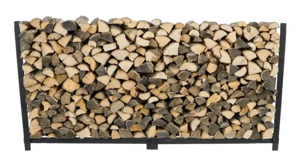 Woodhaven Black Outdoor Firewood Rack - 8' - No Cover