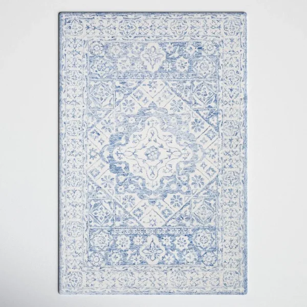 Clarktown Oriental Handmade Tufted Wool Pale Blue/Ivory Area Rug Birch Lane Rug Size: Rectangle 2' x 3'