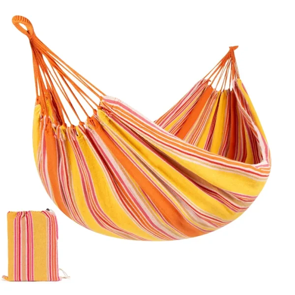 Best Choice Products 2-Person Brazilian-Style Cotton Double Hammock Bed w/ Portable Carrying Bag Sunset