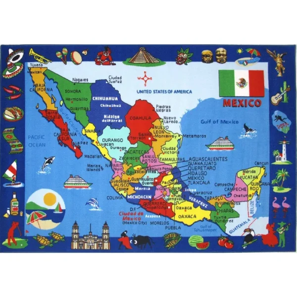 Fun Rugs Map of Mexico 51"x78" Area Rug