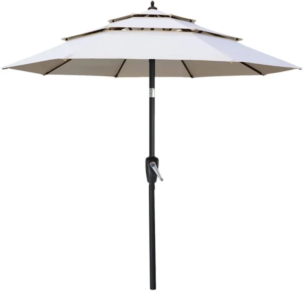 ABCCANOPY Patio Umbrellas 3-Tiers 11ft (Light Beige)