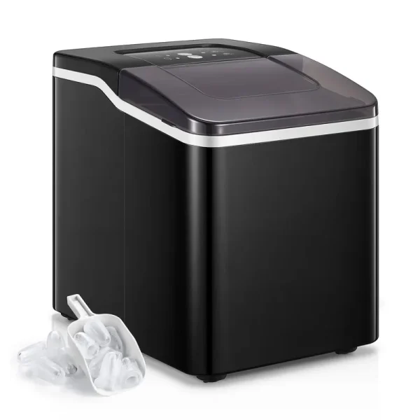 Ice Maker Machine Countertop 2 Ice Sizes, 28 lbs in 24 Hrs, Self-Clean, 9 Cubes Ready in 5 Mins, Portable Ice Maker 2 L, LCD Display (Black)