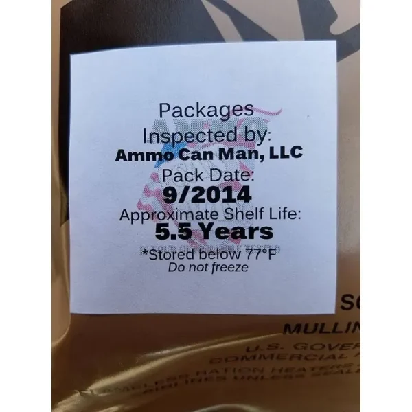 USGI Genuine Military MRE Meal with Inspection Date September 2017 or Newer (Chili Macaroni)