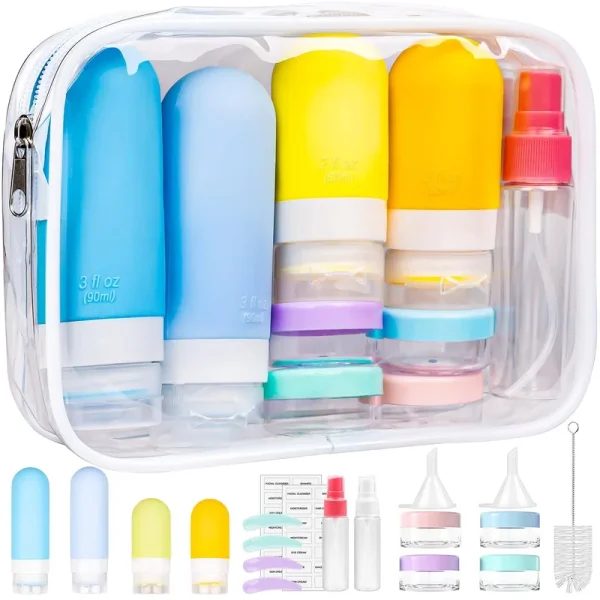 20pcs Silicone Travel Bottles for Toiletries Kit, 3 oz TSA Approved Travel Toiletry Containers Leak Proof, Travel Size Bottles Shampoo and Conditioner