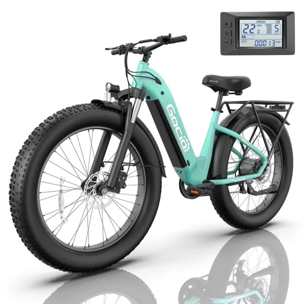 Gocio Electric Bike for Adults, 26" Fat Tire E - Mountain Bike, 1350W Peak Motor 48V 15ah Battery, 22MPH 7 - Speed Ebike for Off Road, UL 2849