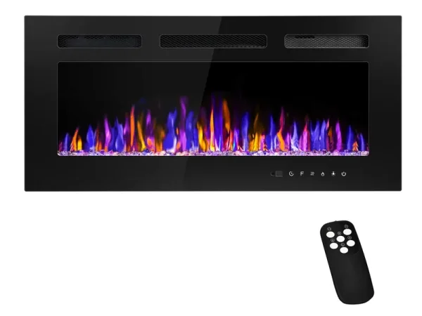 BETELNUT 36 Electric Fireplace Wall Mounted and Recessed with Remote Control, 7501500W Ultra-Thin Wall Fireplace Heater W Timer