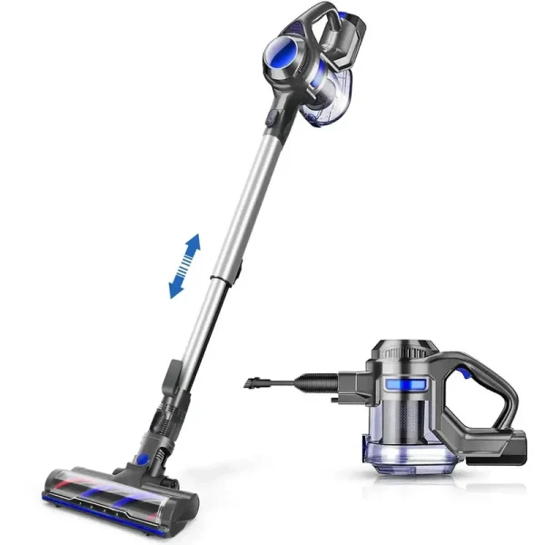 Moosoo XL-618A Cordless Vacuum, 4 in 1 Stick Vacuum for Carpet Hard Floor, Blue