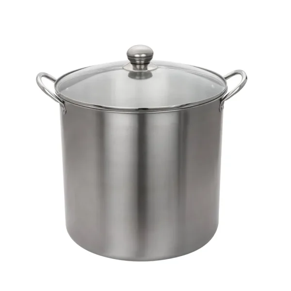 Mainstays Stainless Steel Multi Use Food Canner with Tempered Glass Lid - 21.5 qt