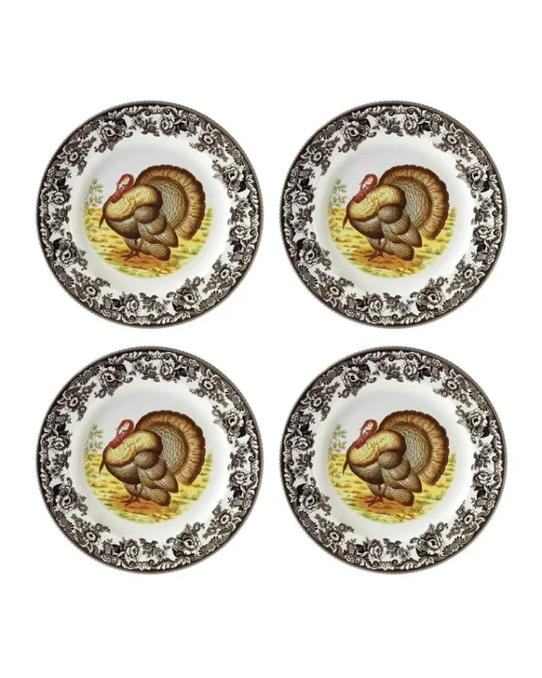 Spode Woodland Turkey Salad Plates - Set of 4, Brown