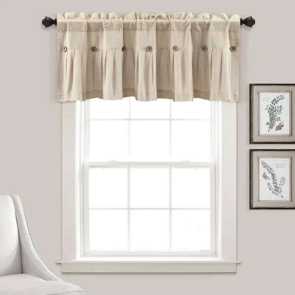 Lush Decor Linen Button Valance Dark Linen Single 52X18+2