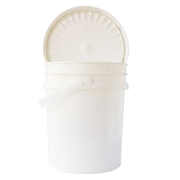 5 Gallon White Bucket & Lid - Durable 90 Mil All Purpose Pail - Food Grade - BPA Free Plastic -