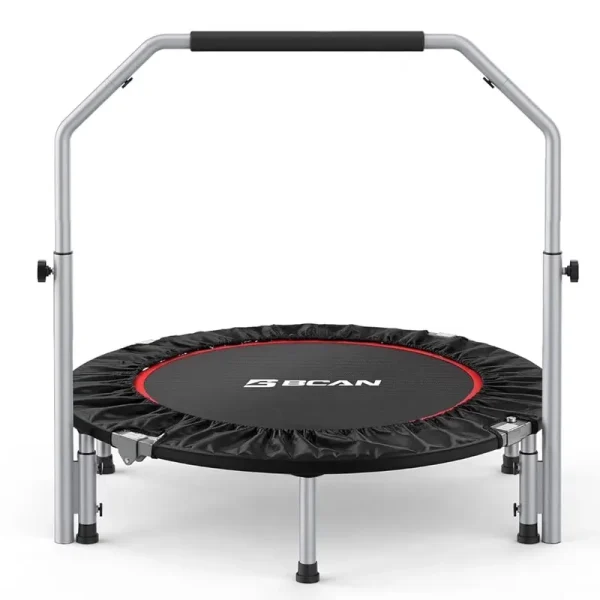 BCAN 40" Foldable Trampoline, Fitness Rebounder with Adjustable Foam Handle, Exercise Trampoline for Adults/Kids Indoor/Garden Workout Max Load 330 lb
