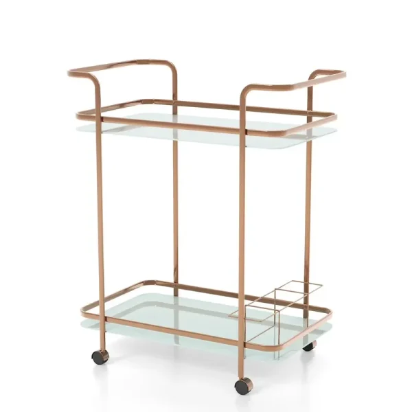 Furniture of America Anneliese Contemporary Metal Bar Cart in Gold Champagne