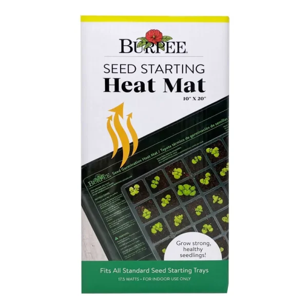 Burpee Seed Starting Heat Mat 10 inch x 20 inch - Fits All Standard Seed Starting Trays, Black