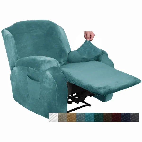 MAXIJIN Velvet 4 Piece Recliner Cover Stretch Plush Soft Cover for Recliner Chair Thick Soft Recliner Chair Slipcover Separate C