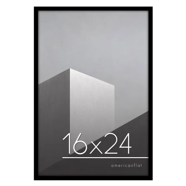 Americanflat 16x24 Poster Frame in Black - Thin Border Photo Frame with Polished Plexiglass - Wall Picture Frame with Hanging Hardware Included for