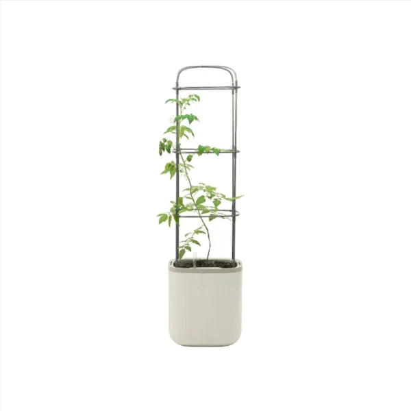 Self-Watering Rolling Tomato Planter Pot with Trellis Cream White