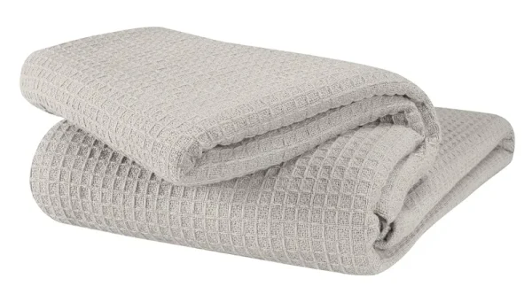Glamburg 100% Cotton Thermal Blanket, Breathable Bed Blanket Twin size, Soft Waffle Blanket, Twin Blanket, All Season Cotton Blanket, Light Grey