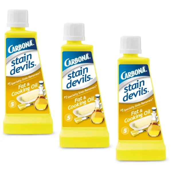 Carbona Stain Devils #5 - Fat & Cooking Oil | Professional Strength Laundry Stain Remover | Multi-Fabric Cleaner | Safe Formula | 1.7 fl oz, 3 Pack