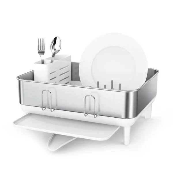 simplehuman Compact Steel Frame Dish Drying Rack - White