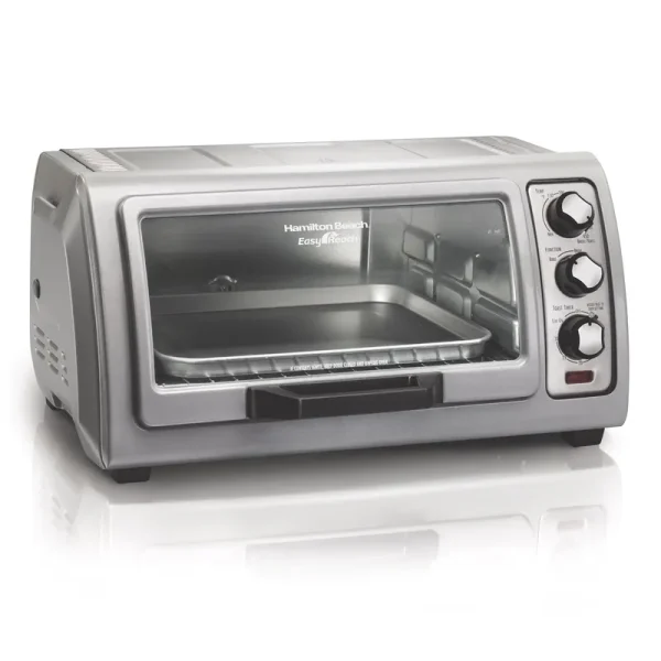 Hamilton Beach 6 Slice Countertop Toaster Oven with Easy Reach Roll - Top Door, Bake, Broil & Toast Functions, Silver