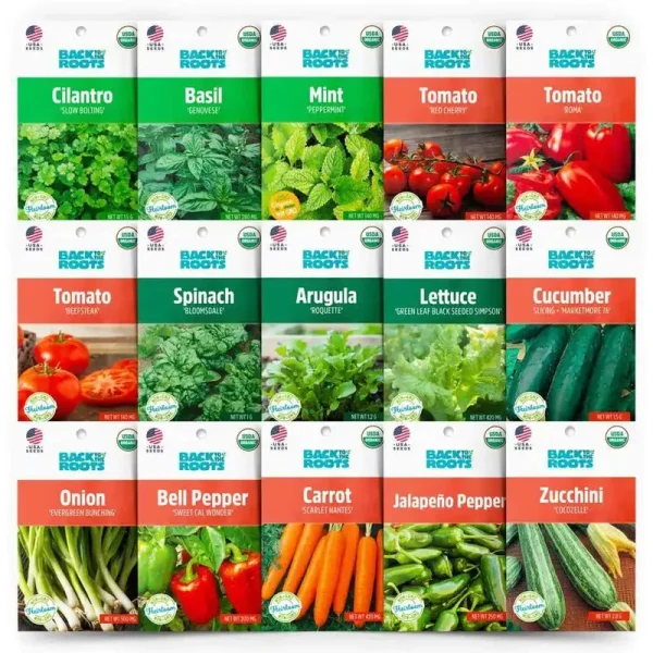 Back to The Roots 15pk Organic Garden Essentials Seed Variety