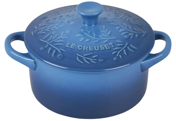 Le Creuset Stoneware 24 oz Round Cocotte with Embossed Olive Branch, Marseille