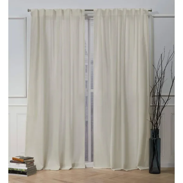 Nicole Miller New York Faux Linen Slub Textured Hidden Tab Top Curtain Panel Pair Linen