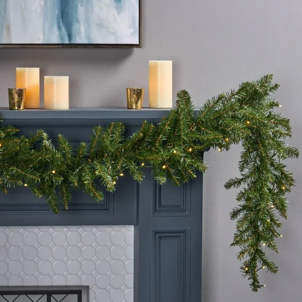 9-Foot Fraser Fir Pre-Lit LED Garland by Christopher Knight Home - LED - Clear