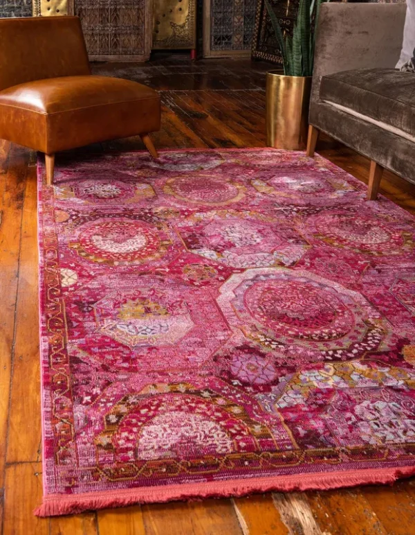 Unique Loom Baracoa 7x10 Pink Geometric Area Rug