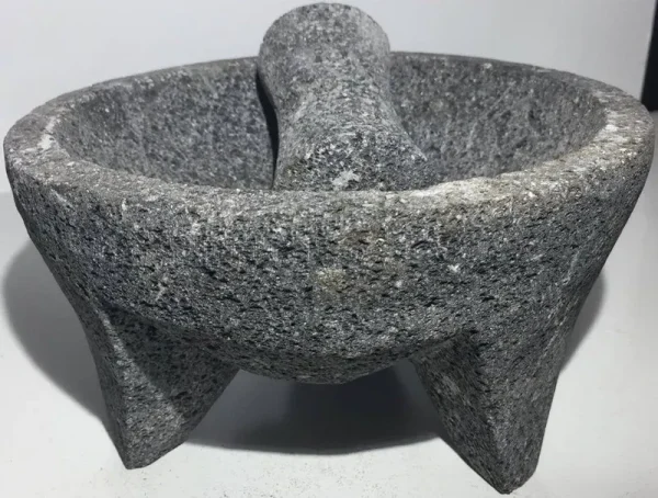 Made in Mexico Piedra Negra Black Stone Genuine Mexican Manual Guacamole Salsa Maker Volcanic Lava Rock Molcajete/Tejolote Mortar and Pestle Herbs