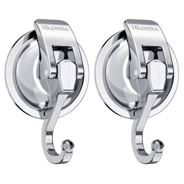 Heavy Duty Vacuum Suction Cup Hooks (2pack) Specialized for Kitchen&Bathroom&Restroom Organization by iRomic