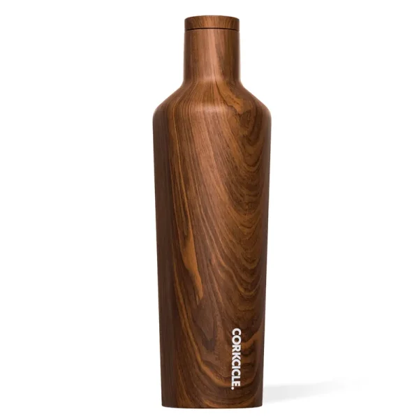 Corkcicle Canteen Classic Collection - Water Bottle & Thermos - Triple Insulated Shatterproof Stainless Steel, Walnut Wood