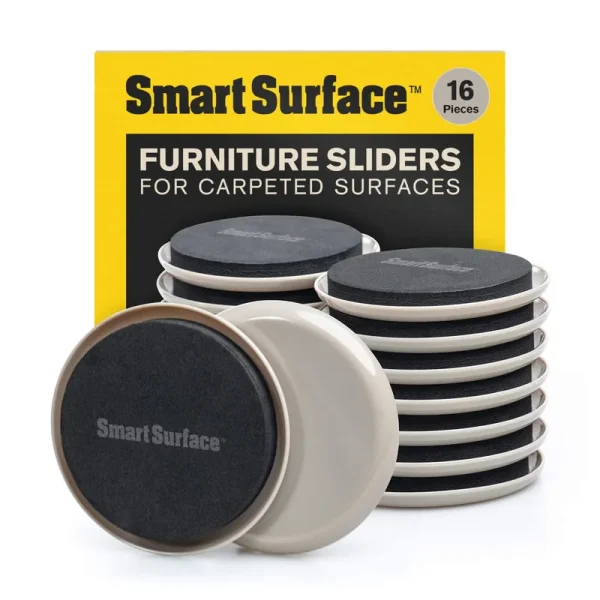 Smart Surface 16 Pack Round Carpet Furniture Sliders