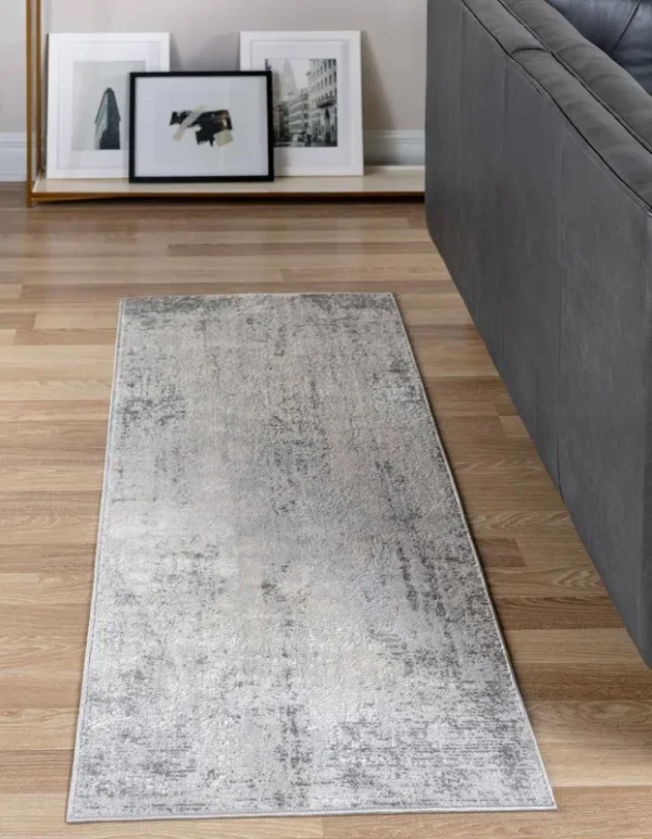 Caspian 80cm x 400cm Runner Gray Abstract Area Rug