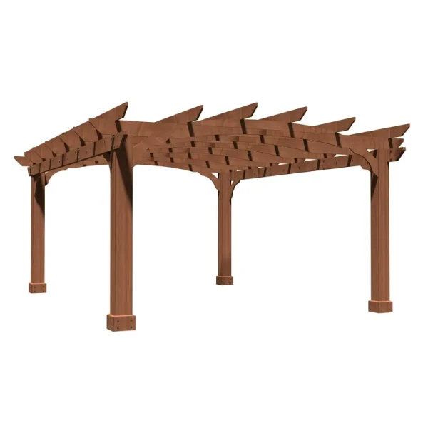 VEIKOUS 12x10 Cedar Wood Pergola with Arched Roof and Ground Stakes for Outdoor Patio, Garden, Deck, Size: 10' x 12'