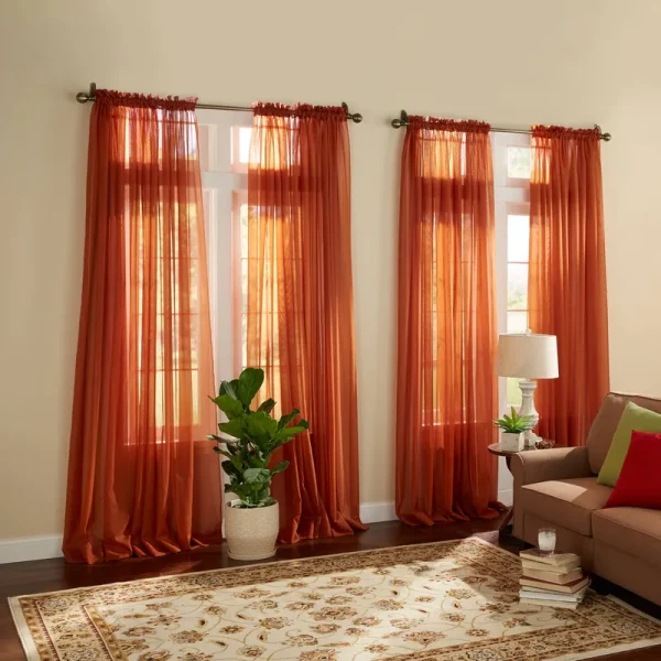 Wide Width BH Studio Sheer Voile Grommet Panel by BH Studio in Autumn Leaves (Size 56" W 72" L)