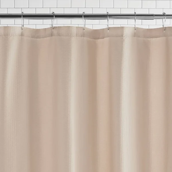 Tan Fabric Shower Liner, 70 x 72 , Water-Repellent Embossed Microfiber