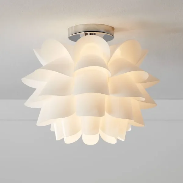 Possini Euro Design Modern Ceiling Light Flush Mount Fixture White Flower 15 3/4" for Bedroom Kitchen