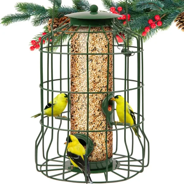 GrayBunny GB-6860 Caged Tube Feeder, Squirrel Proof Wild Bird Feeder