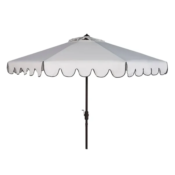 Safavieh Venice Single Scallop Outdoor Umbrella - White/Black