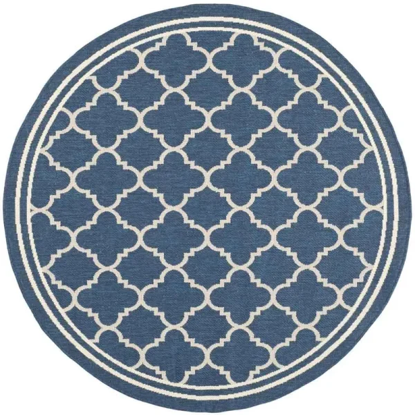 Safavieh Indoor Outdoor CY6918-268 Courtyard Navy / Beige Rug - 4' x 5' 7"