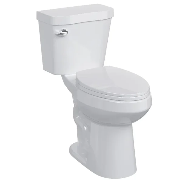 TROPOW Toilet, Two - Piece Toilet, ADA Toilet with Dual Flush, Elongated Toilets for Bathrooms with Soft Close Seat, Universal Height, White